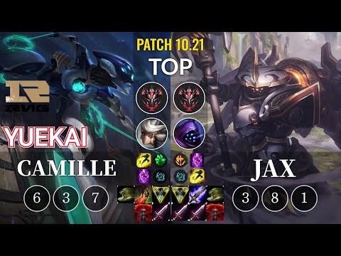 RNG yuekai Camille vs Jax Top - KR Patch 10.21