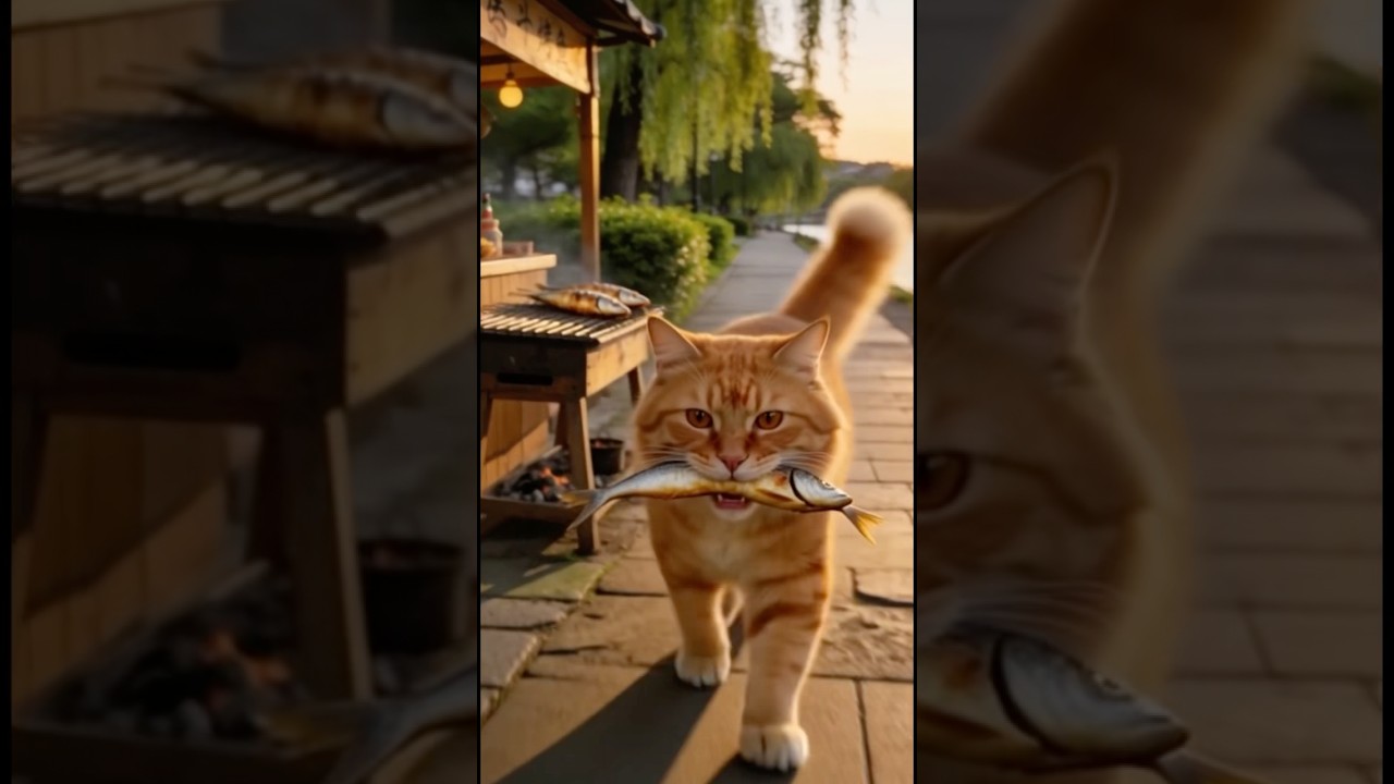 The orange cat obtains food through its own efforts.#cat #food #love #animals #shorts