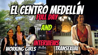 El Centro Medellín Colombia 2023 Girl Interviews Transexual Plaza Botero BUSY DAY and NIGHT