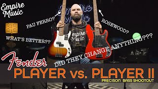 Video thumbnail for WE ANSWER IT!!!  Fender Player vs. Player II Precision Bass - (Pau Ferro vs. Rosewood) by Empire Music