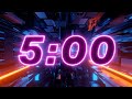 5 Minute FUTURE TUNNEL Countdown Timer with Music 🤖⏳ (4K)