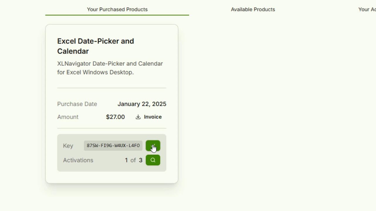 How to Activate a License Key for the Excel Date Picker - YouTube video thumbnail