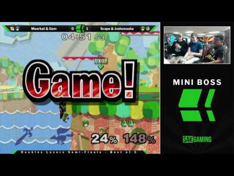 Mini Boss Doubles Losers Semis - Meerkat & Gem (Blue) vs Scape & Joshuwasha (Green)