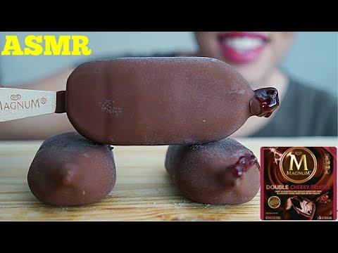 ASMR | MAGNUM DOUBLE CHERRY TRUFFLE ICE CREAM BARS *CRUNCHY EATING SOUNDS* ( NO TALKING )