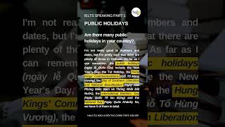 BÀI MẪU IELTS SPEAKING PART 1 | Public Holidays | Câu 1