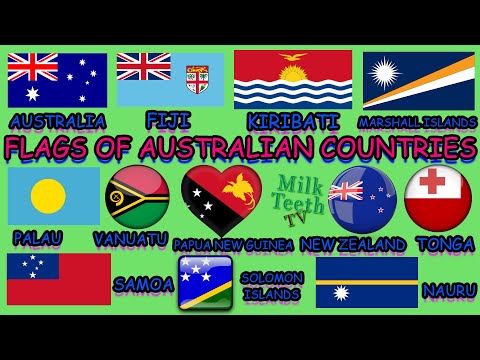 Flags of Countries of Australia Oceania with Correct Pronunciation of Nationality Language Capital