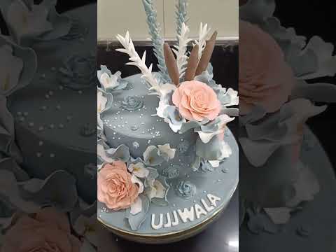 fondant flowers birthday cake 🎁🎁🎁🎁🎁🎁🎂🎂🎂🎂#shortvideo #####
