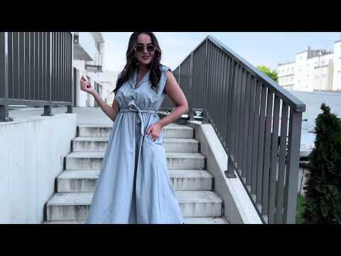 Sukienka midi z kieszeniami oraz paskiem Zola szara