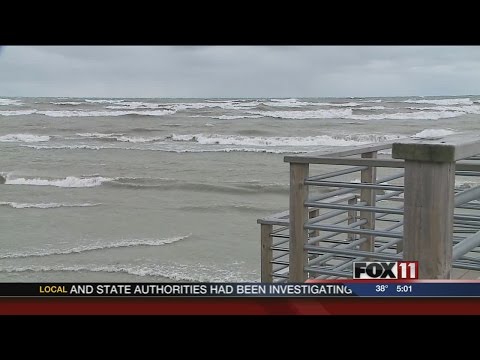 High waves pound Lake Michigan shoreline