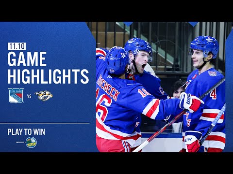 GAME HIGHLIGHTS | 2025-26: New York Rangers vs Nashville Predators (11/10/25)