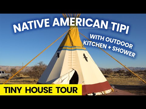 Tipi Tiny House Tour with Outdoor Kitchen & Shower in Mojave Desert - Airbnb Tour