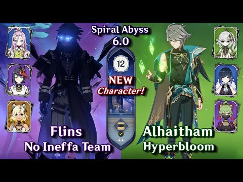 C0 Flins No Ineffa Team & C0 Alhaitham Hyperbloom | Spiral Abyss 6.0 Floor 12 9 Star| Genshin Impact