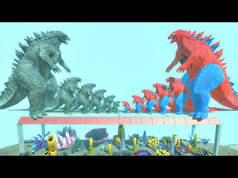 Growing Godzilla 2014 vs Spiderman Itself Battle Underwater - Animal Revolt Battle Simulator