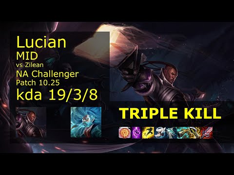 Lucian vs Zilean Mid - NA Challenger 19/3/8 Patch 10.25 Gameplay