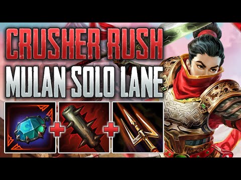 FARMING DAMAGE WITH FIRST ITEM CRUSHER! Mulan Solo Gameplay (SMITE Conquest)