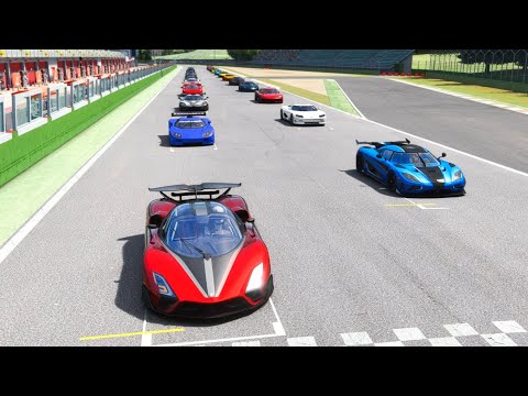 2022 SSC Tuatara Aggressor  vs All Koenigsegg Hypercars at Old Monza