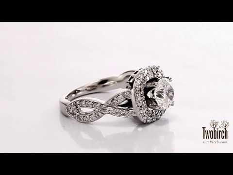 1.28 Ct. Round Double Row Halo Engagement Ring with Infinity Shank - TwoBirch - TB-ENG-219-WG-HJ
