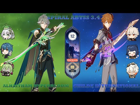 Al Haitham Hyperbloom And Childe International Spiral Abyss 12 3.4  Floor 12 | Genshin Impact
