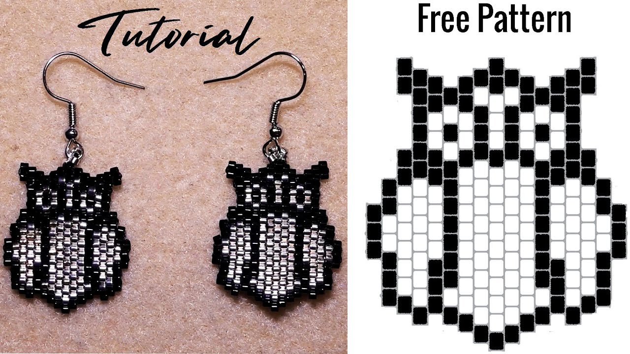 Beaded Owls Earrings - Brick Stitch Tutorial. Free pattern included.