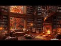 Day 4 Fall Library Ambience Relaxing Fireplace Gentle Rain Autumn Aesthetic Countdown