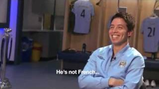 FUNNY Samir Nasri throws Patrick Vieira out of his interview Man City Behind the scenes