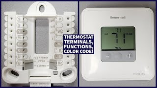 Honeywell Thermostat Instructions, Wire Terminals, Functions, Color Code! Furnace and AC! Heat Pump!