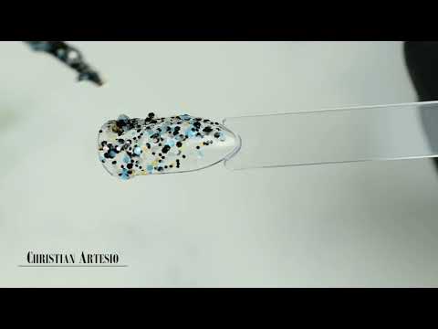 Ημιμόνιμο Βερνίκι Νυχιών Νο 201 Μαύρο Μπλε Παγιέτα Flakes 10ml