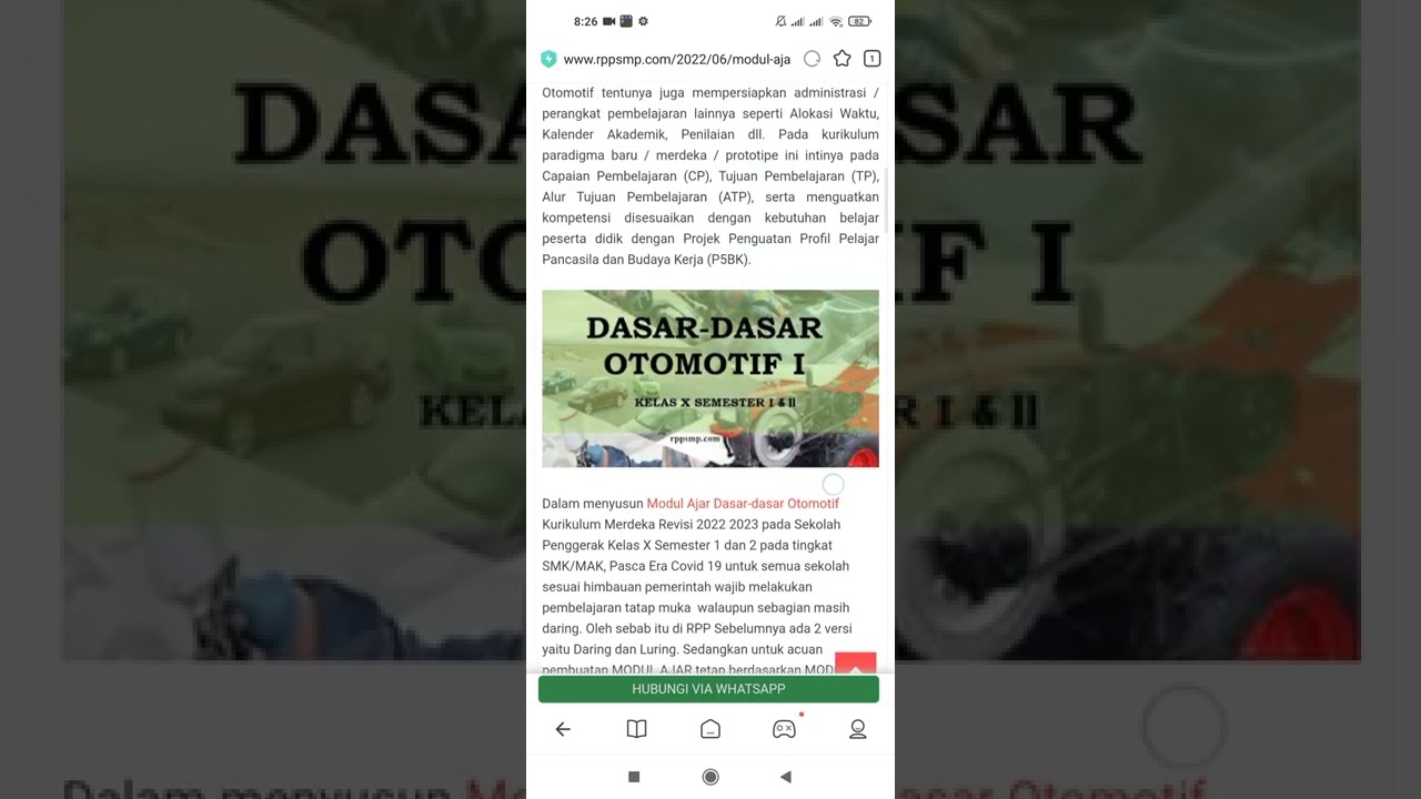 Modul Ajar Dasar-dasar Otomotif Kurikulum Merdeka SMK/MAK Kelas X | WA 085755601230