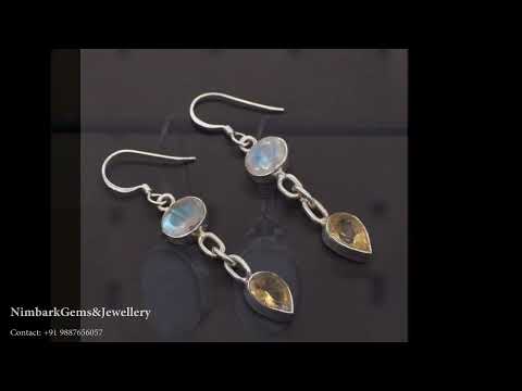 Natural Gemstone Solid 925 Sterling Silver Earring For Women