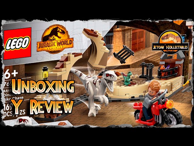 Vídeo relacionado con LEGO 76945 Jurassic World Persecución en Moto del Dinosaurio Atrocirraptor, Dino, Juguetes para Niños y Niñas de 6 Años o Más, Figuras de Animales y Minifiguras de Owen Grady y Rainn Delacourt