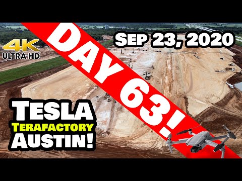 Tesla Gigafactory Austin 4K  Day 63 - 9/23/20 - Tesla Terafactory Texas - Preparing for CONCRETE!