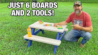 Build a Kids Picnic Table with Just 2x4s (Simple & Fun!)