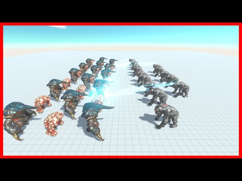 30x RANTHORN & LAVA GOLEM VS 15x CYBORG GORO - ANIMAL REVOLT BATTLE SIMULATOR