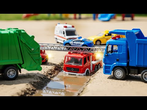 Cars & Trucks for Kids: Fire Truck's Bridge Rescue Adventure!