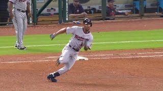 MIN@HOU: Buxton slides headfirst for a double