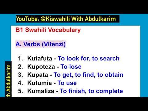B1- Swahili Vocabulary