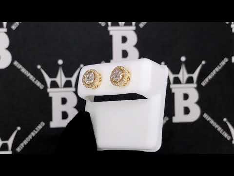 Cluster Halo Diamond Earrings .55cttw 10K Yellow Gold Hip Hop Jewelry