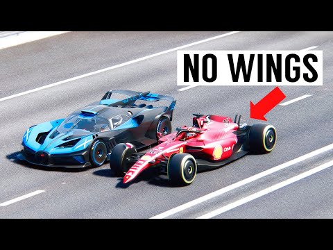 Ferrari F1 2022 NO WING vs Bugatti Bolide - Drag Race 20 KM