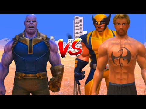 100 Thanos vs 1000 Wolverine and 1000 Iron Fist (Marvel vs Marvel)