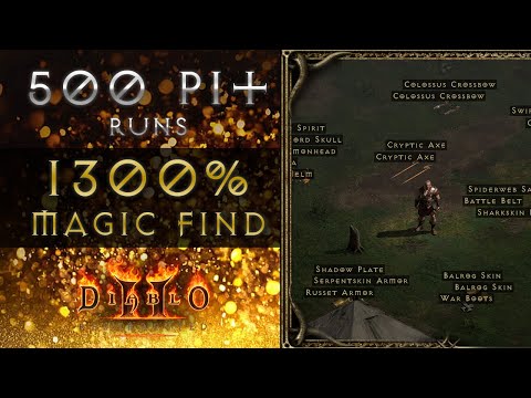Diablo 2: Resurrected - 500 Pit Runs with 1300% MF