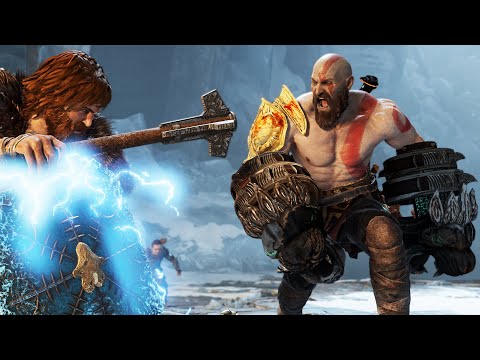 NEMEAN CESTUS KRATOS VS Thor Sons Boss Fight (God of War PC Gameplay Mod Showcase) - GOW3 Weapons