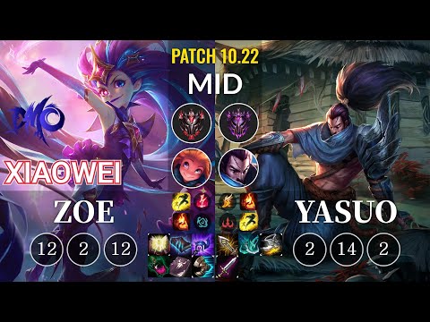 DMO Xiaowei Zoe vs Yasuo Mid - KR Patch 10.22