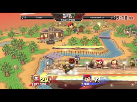 Midwest Mayhem 7 Singles Pools: Zinoto (Diddy Kong) vs. GamerHead22 (Ness)