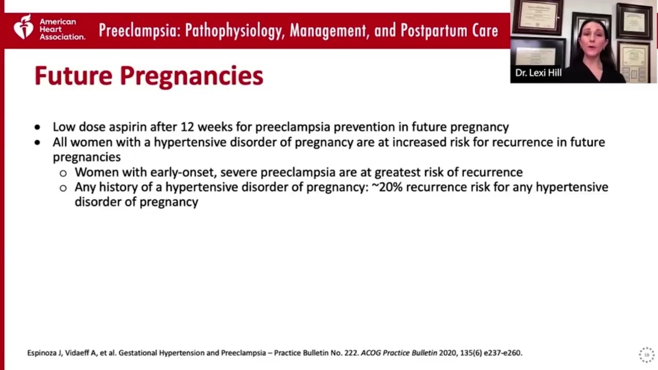 Future Pregnancy Recommendations for Preeclampsia Patients