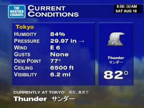 WeatherStar XL Emulation v1 - Tokyo, Japan - Saturday, August 18, 2012 (9:00 AM JST)