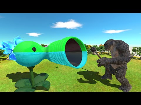 Peashooter and Snow Pea vs Troll Cave Deluxe - Animal Revolt Battle Simulator