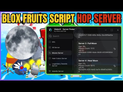 Script Blox Fruits NO KEY Server Hop Script | Auto Find Full Moon, Hop Mirage, Auto Hop Bosses