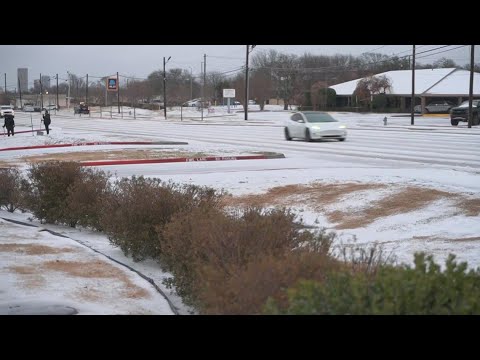 Slick roads seen in Denton County after Texas winter storm