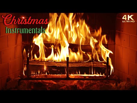 🔥 Cheerful Instrumental Christmas Music Fireplace 🎄🔥 4K Cozy Christmas Fireplace Ambience