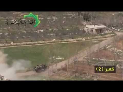 تقرير مرئي حول استهداف كتائب حمزة بن عبد المطلب وكتيبة محمد بن مسملة لرتل لقوات النظام في محيط مدينة الزبداني في ريف دمشق